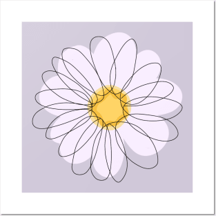 DAISY FLOWER - Daisy Line Art Posters and Art